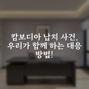 캄보디아 납치 사건, 우리가 함께 하는 대응 방법!